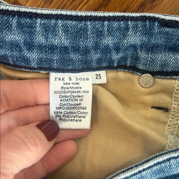 Rag & Bone Dre Low Rise Slim Boyfriend Distressed Jeans In Aviation Way Size 25 - Picture 6 of 9
